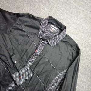 Barabas Shirt Mens L Black Casual Button Up Long Sleeve Polka Dots